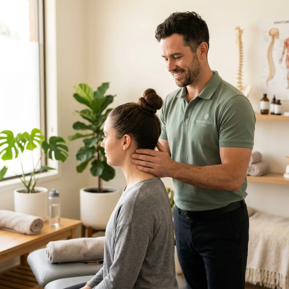 Dr. Daniel Goodman performing gentle neck chiropractic evaluation