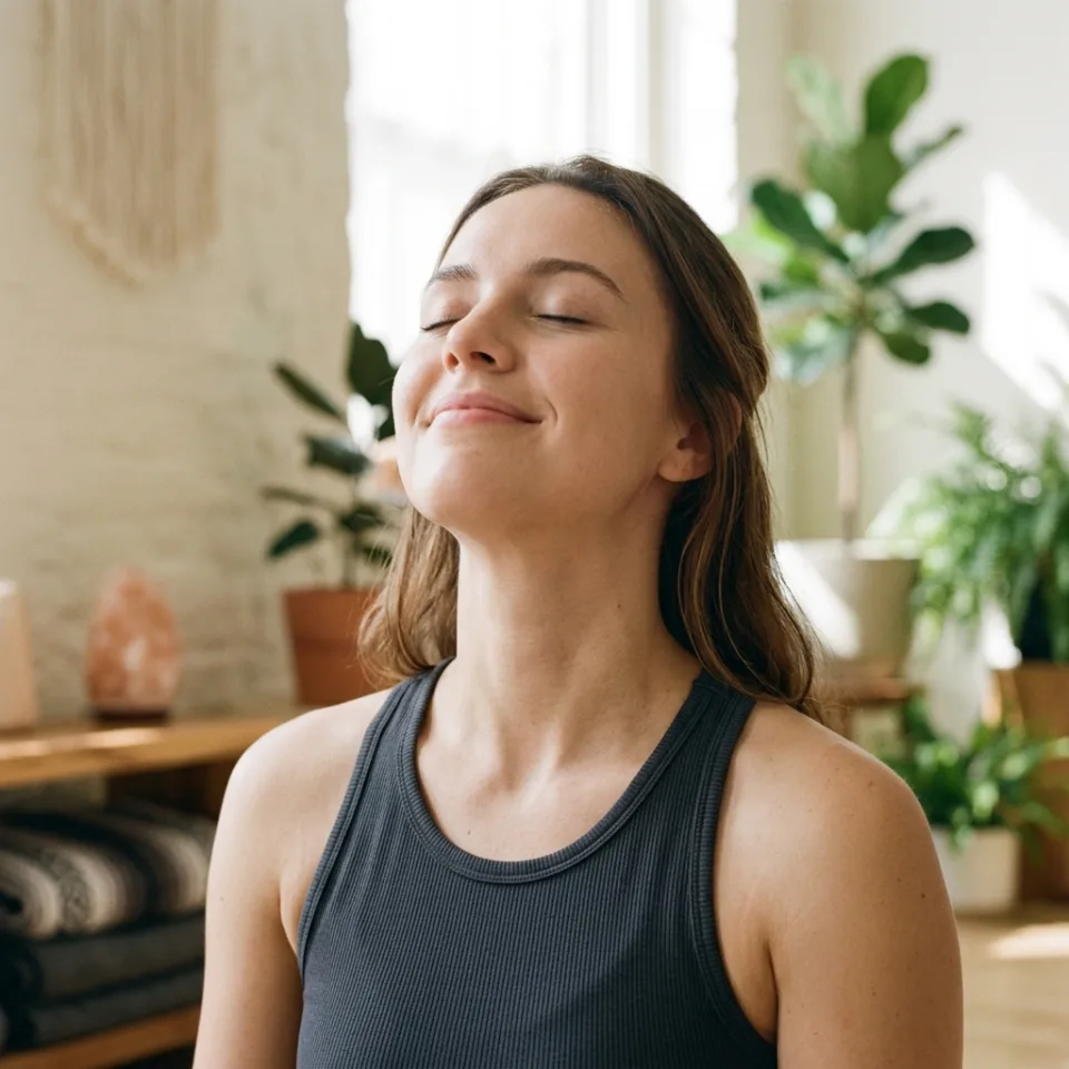 Woman experiencing gentle neck pain relief and full range of motion